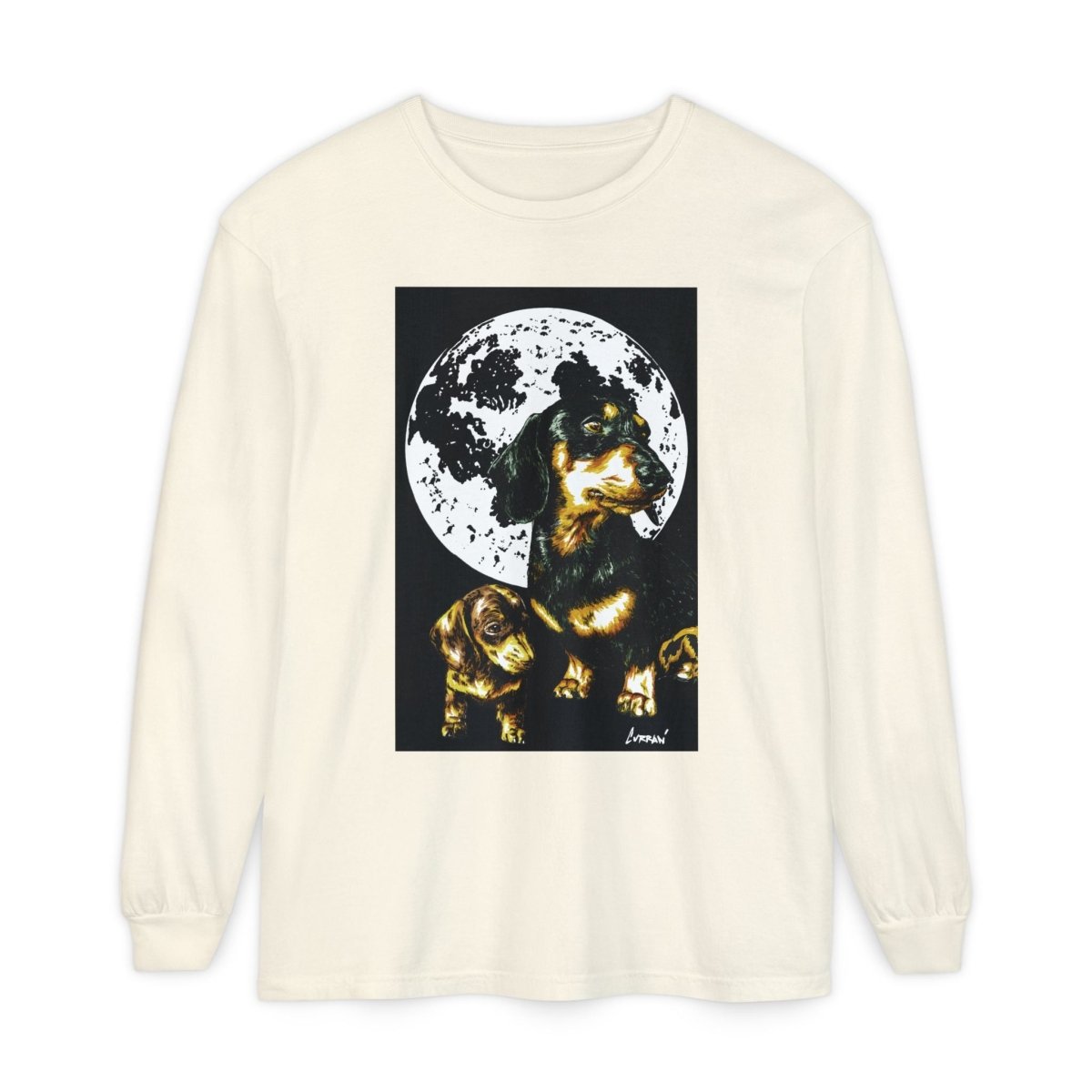 Moonlit Dachshund Long Sleeve Tee - Unisex Dog Lover Shirt - Curran Artworks
