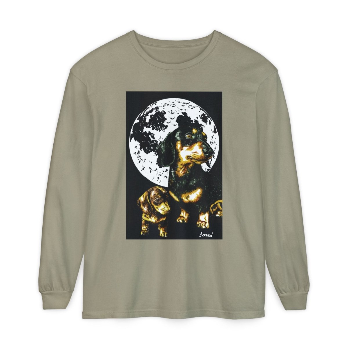 Moonlit Dachshund Long Sleeve Tee - Unisex Dog Lover Shirt - Curran Artworks