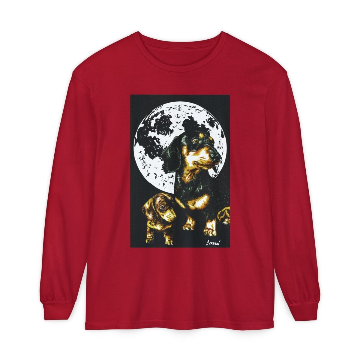 Moonlit Dachshund Long Sleeve Tee - Unisex Dog Lover Shirt - Curran Artworks