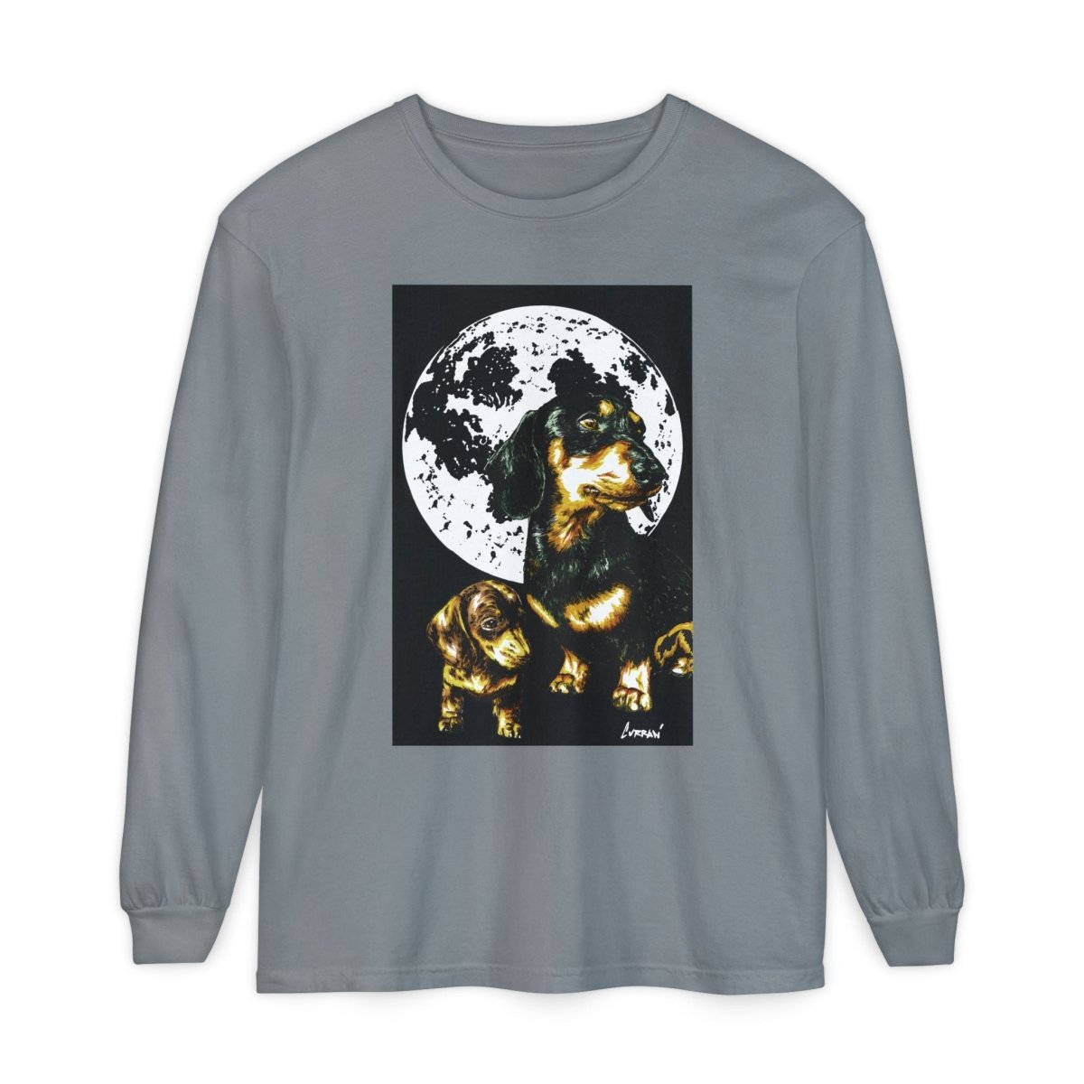 Moonlit Dachshund Long Sleeve Tee - Unisex Dog Lover Shirt - Curran Artworks