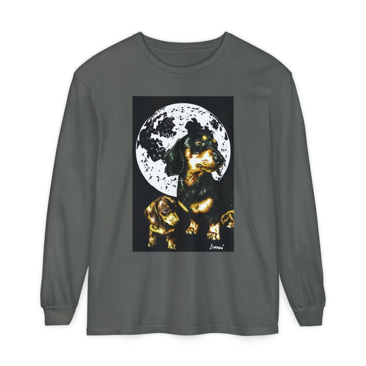Moonlit Dachshund Long Sleeve Tee - Unisex Dog Lover Shirt - Curran Artworks
