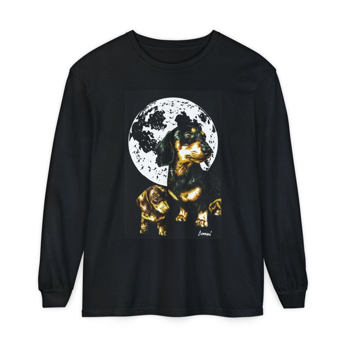 Moonlit Dachshund Long Sleeve Tee - Unisex Dog Lover Shirt - Curran Artworks
