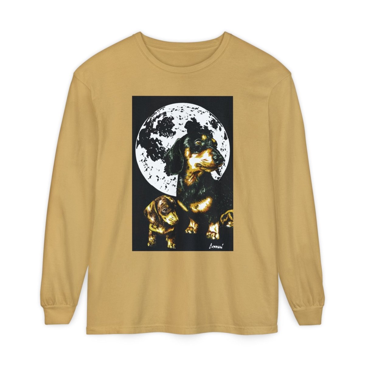 Moonlit Dachshund Long Sleeve Tee - Unisex Dog Lover Shirt - Curran Artworks