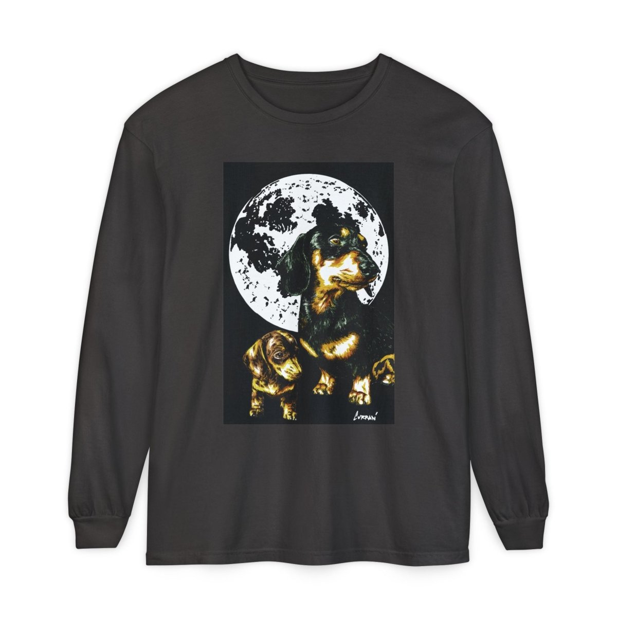 Moonlit Dachshund Long Sleeve Tee - Unisex Dog Lover Shirt - Curran Artworks