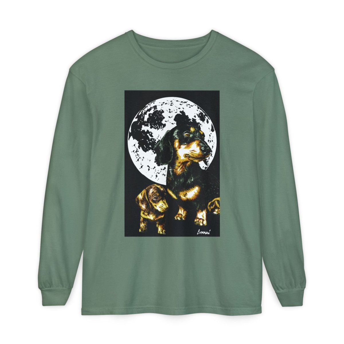Moonlit Dachshund Long Sleeve Tee - Unisex Dog Lover Shirt - Curran Artworks
