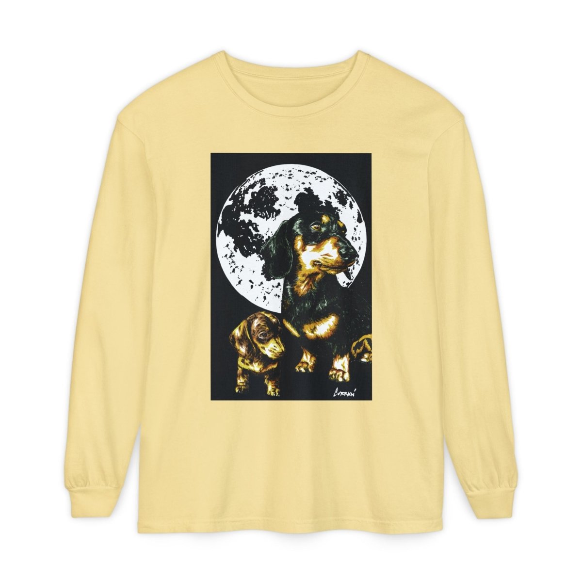 Moonlit Dachshund Long Sleeve Tee - Unisex Dog Lover Shirt - Curran Artworks