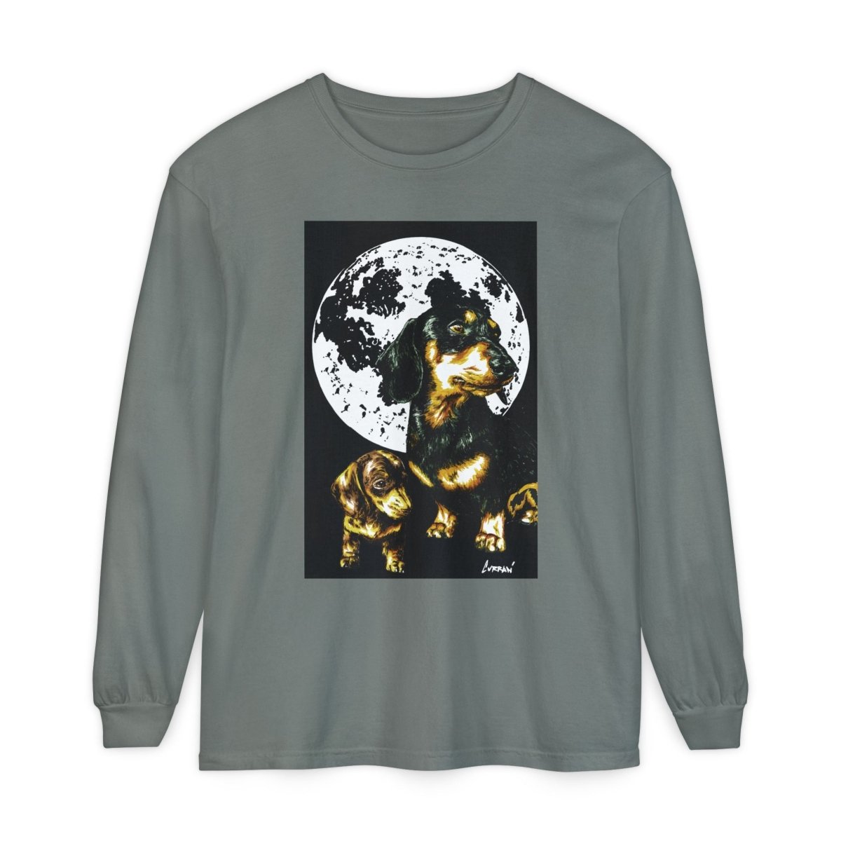 Moonlit Dachshund Long Sleeve Tee - Unisex Dog Lover Shirt - Curran Artworks