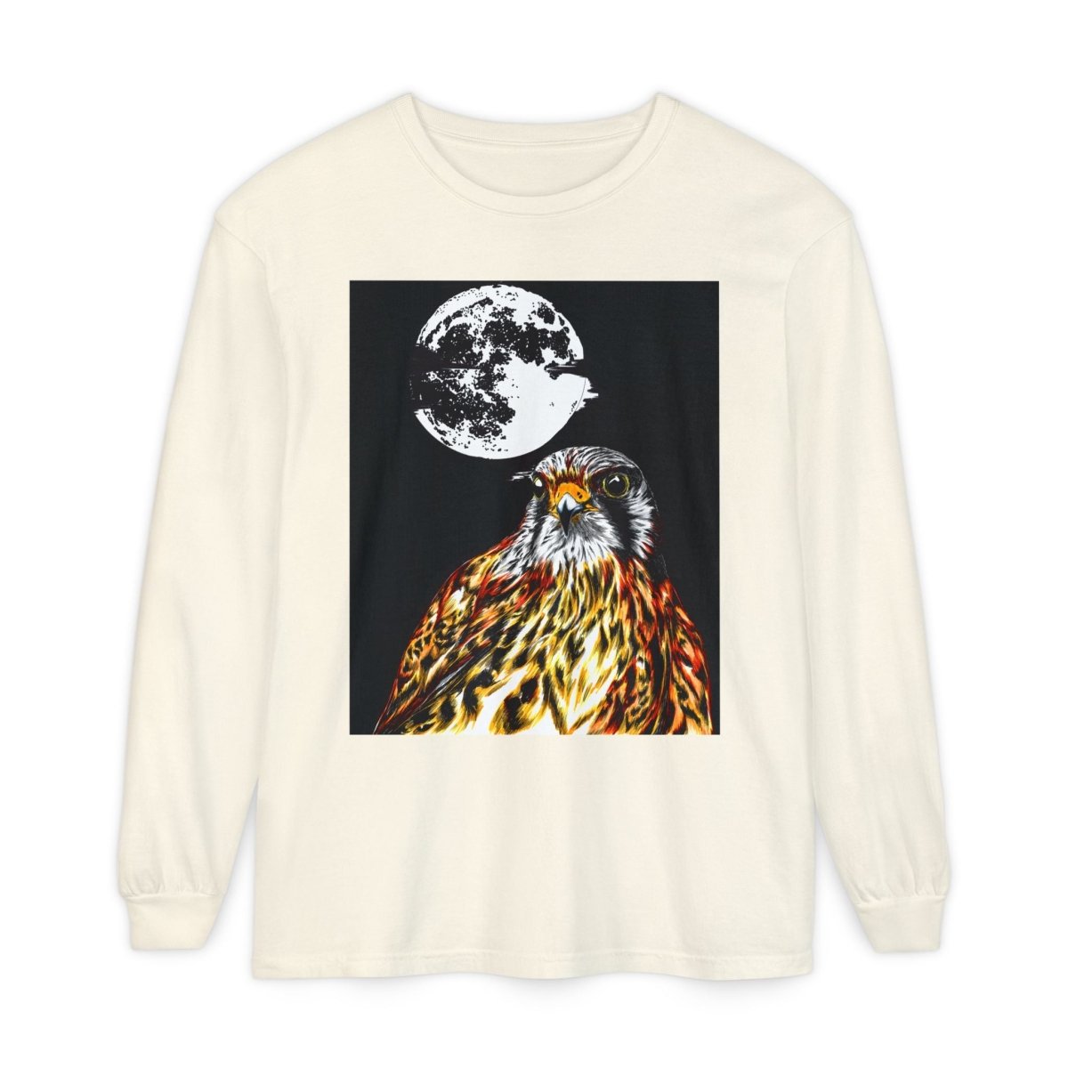 Moonlit Falcon Unisex Long Sleeve T-Shirt - Wildlife Art Wear - Curran Artworks