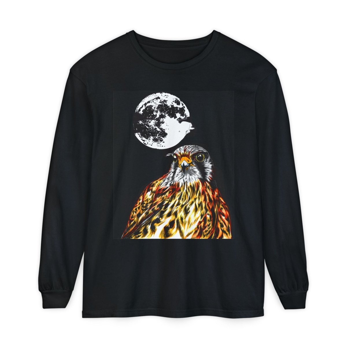 Moonlit Falcon Unisex Long Sleeve T-Shirt - Wildlife Art Wear - Curran Artworks
