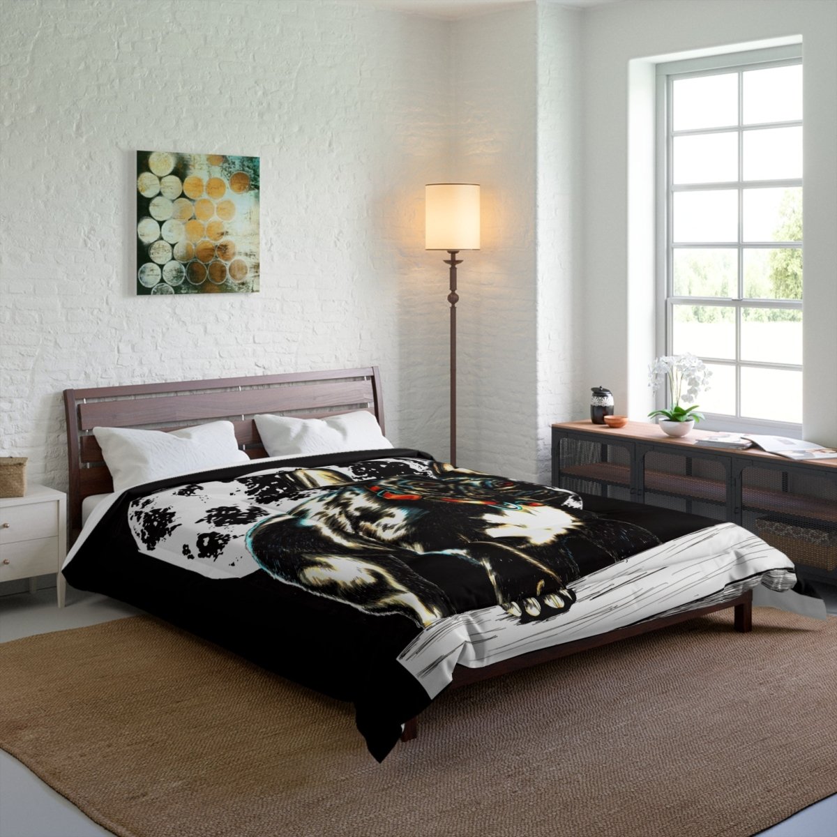 Moonlit French Bulldog Comforter | Cozy Pet - Themed Bedding for Dog Lovers - Curran Artworks