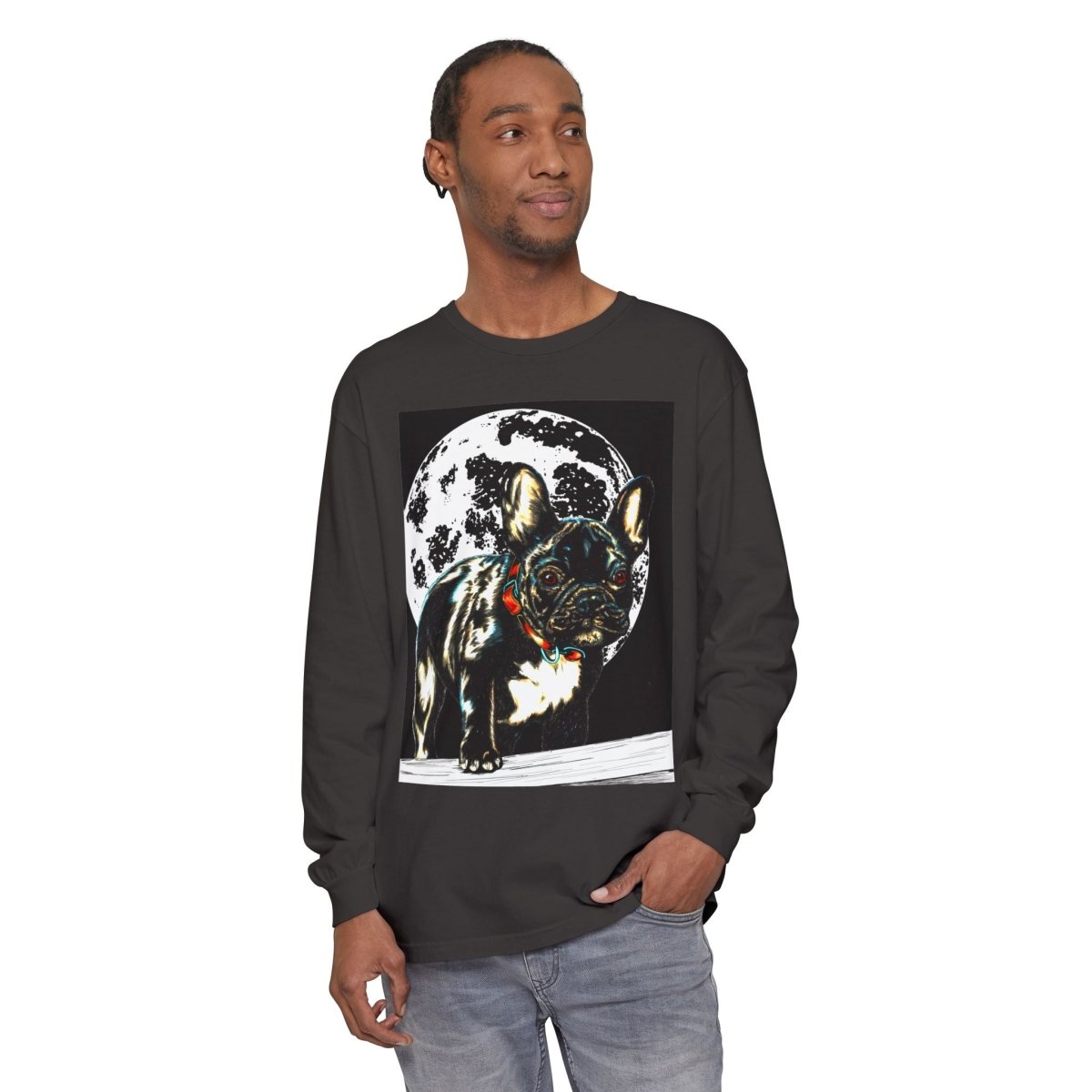 Moonlit French Bulldog Long Sleeve T-Shirt – Perfect for Dog Lovers - Curran Artworks