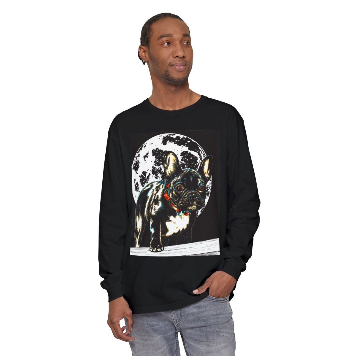 Moonlit French Bulldog Long Sleeve T-Shirt – Perfect for Dog Lovers - Curran Artworks