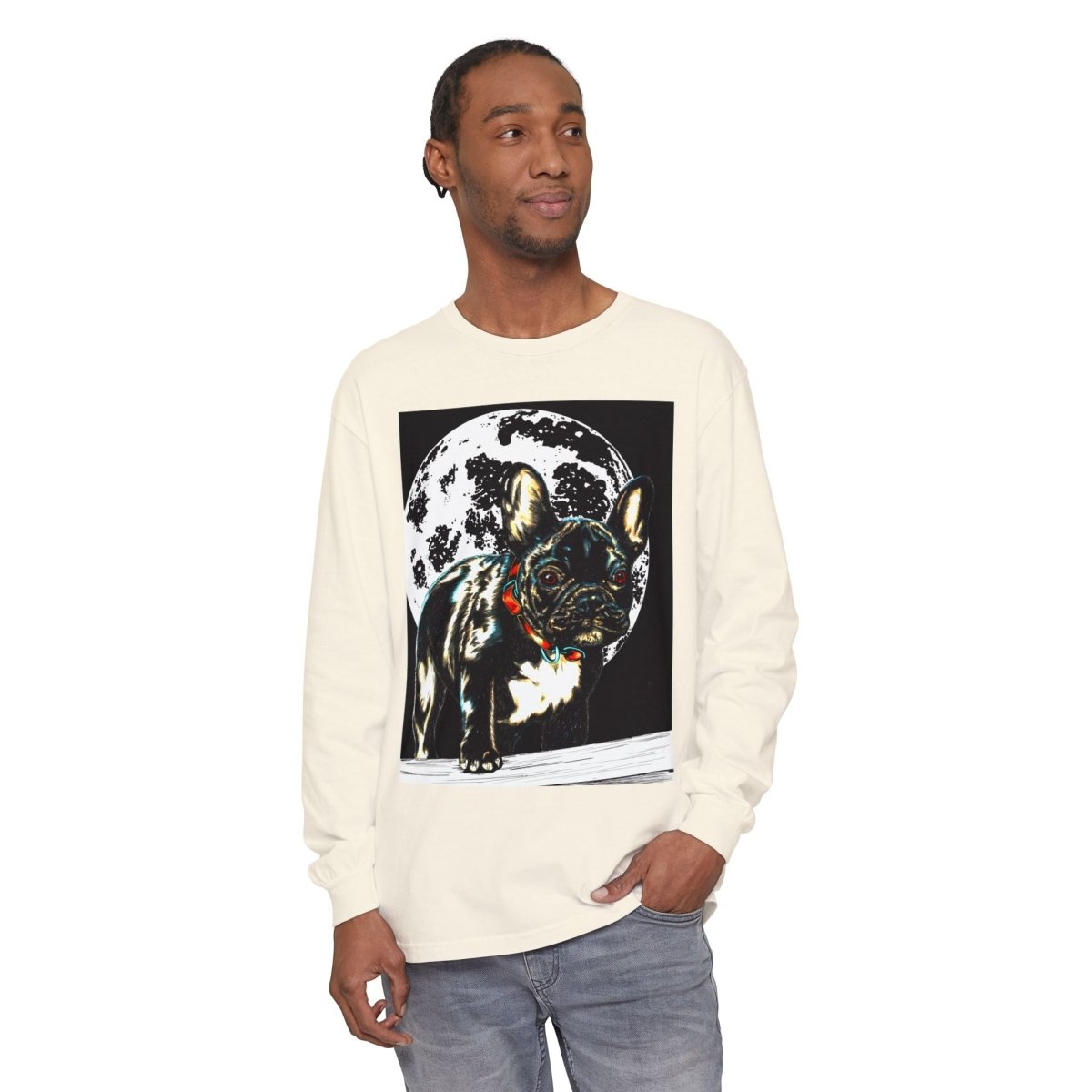 Moonlit French Bulldog Long Sleeve T-Shirt – Perfect for Dog Lovers - Curran Artworks