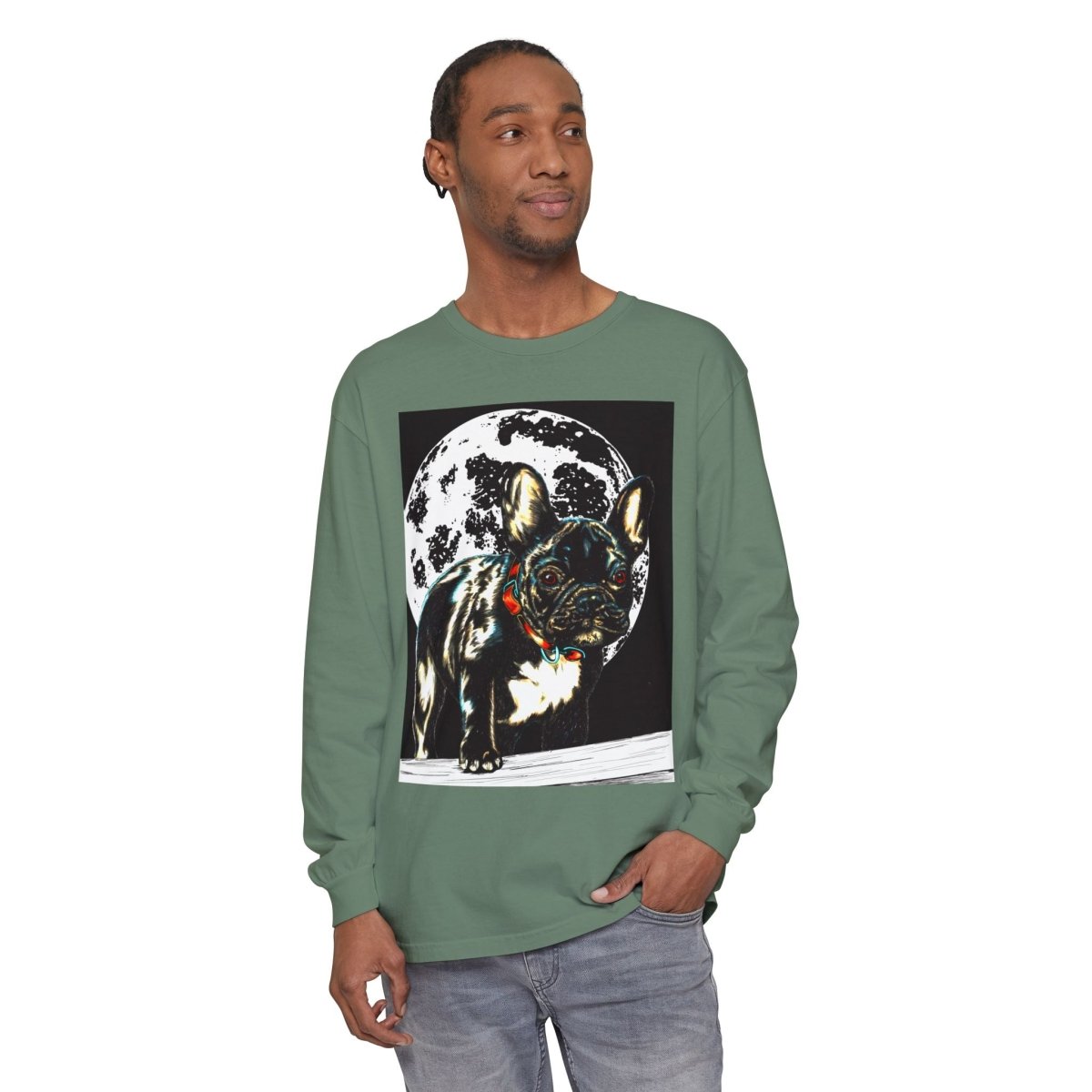 Moonlit French Bulldog Long Sleeve T-Shirt – Perfect for Dog Lovers - Curran Artworks
