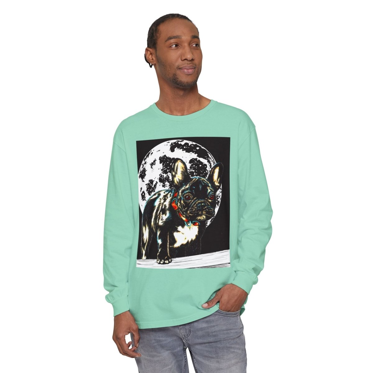 Moonlit French Bulldog Long Sleeve T-Shirt – Perfect for Dog Lovers - Curran Artworks