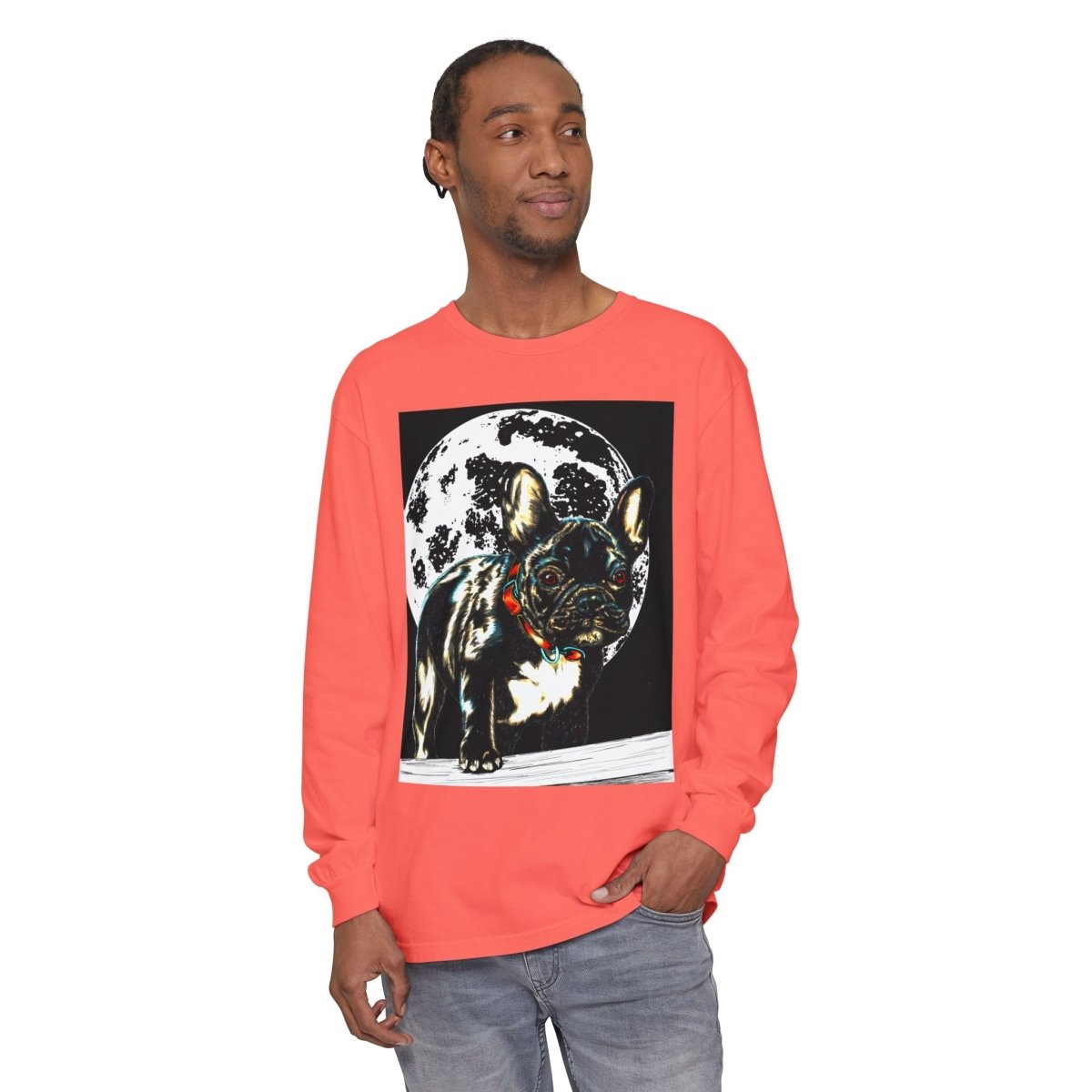 Moonlit French Bulldog Long Sleeve T-Shirt – Perfect for Dog Lovers - Curran Artworks