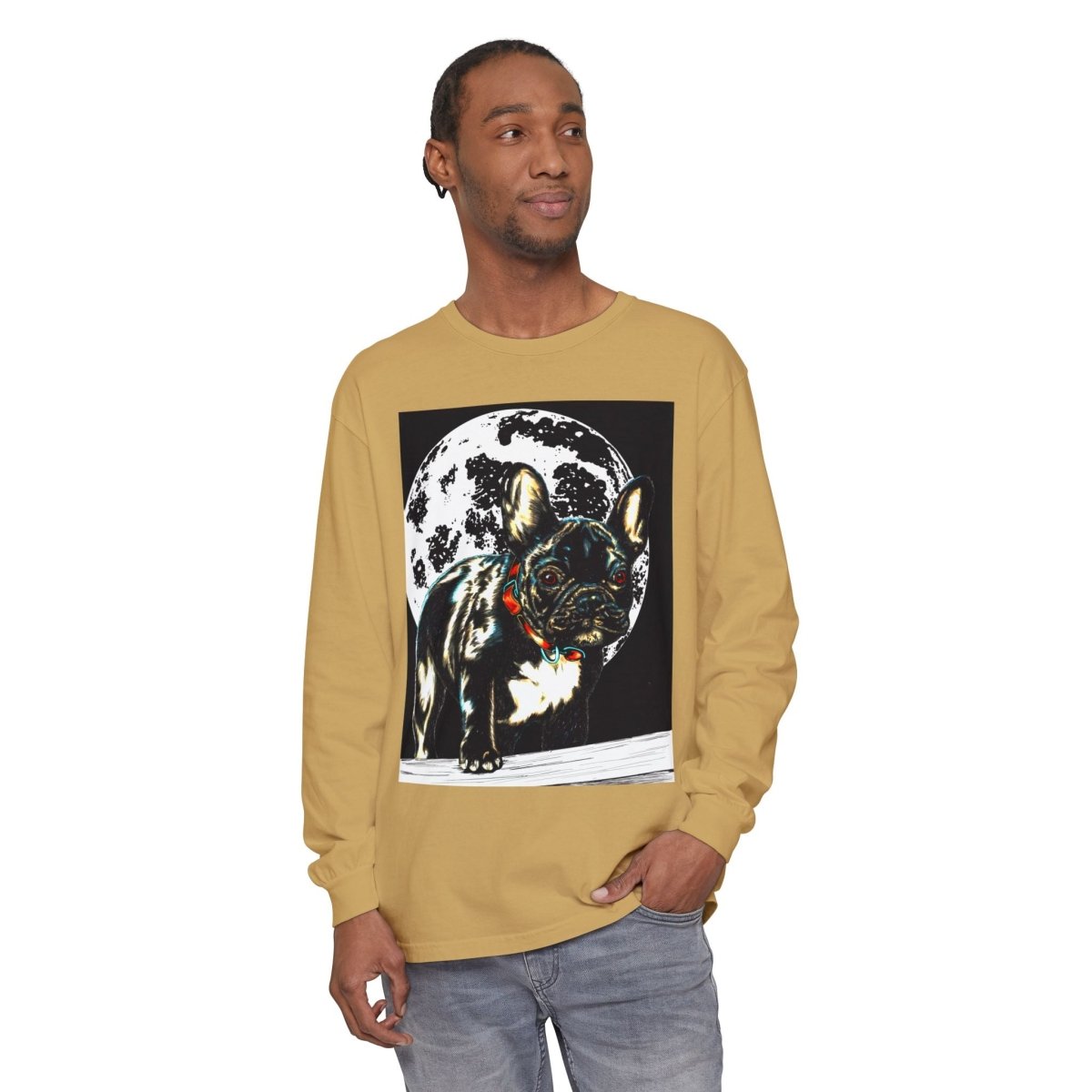 Moonlit French Bulldog Long Sleeve T-Shirt – Perfect for Dog Lovers - Curran Artworks