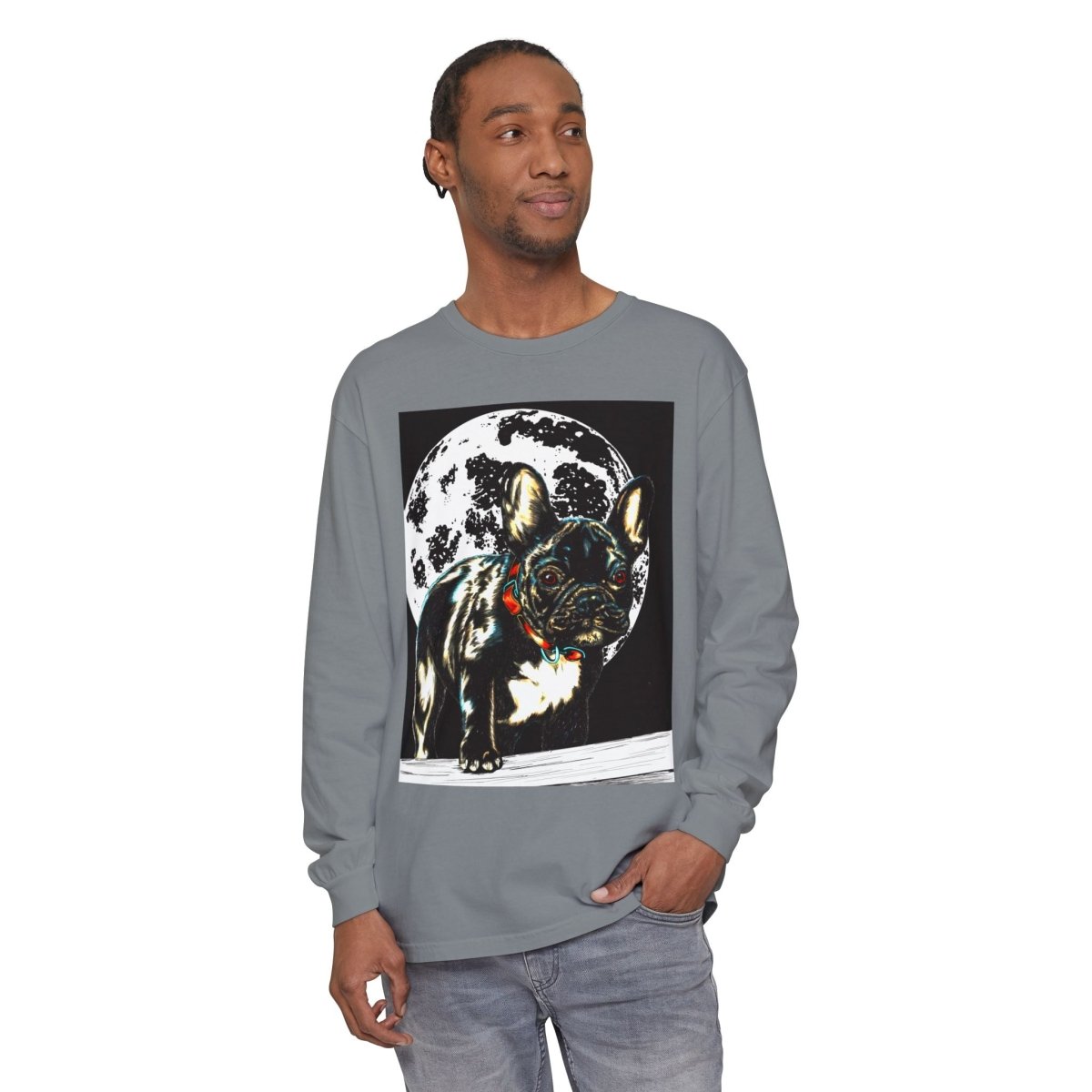 Moonlit French Bulldog Long Sleeve T-Shirt – Perfect for Dog Lovers - Curran Artworks