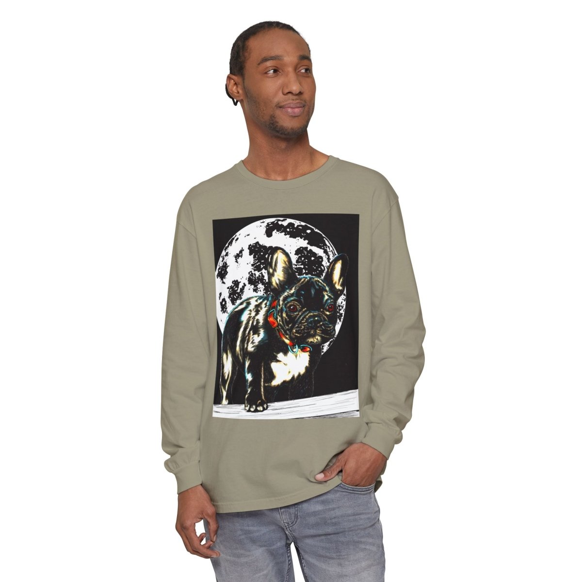 Moonlit French Bulldog Long Sleeve T-Shirt – Perfect for Dog Lovers - Curran Artworks