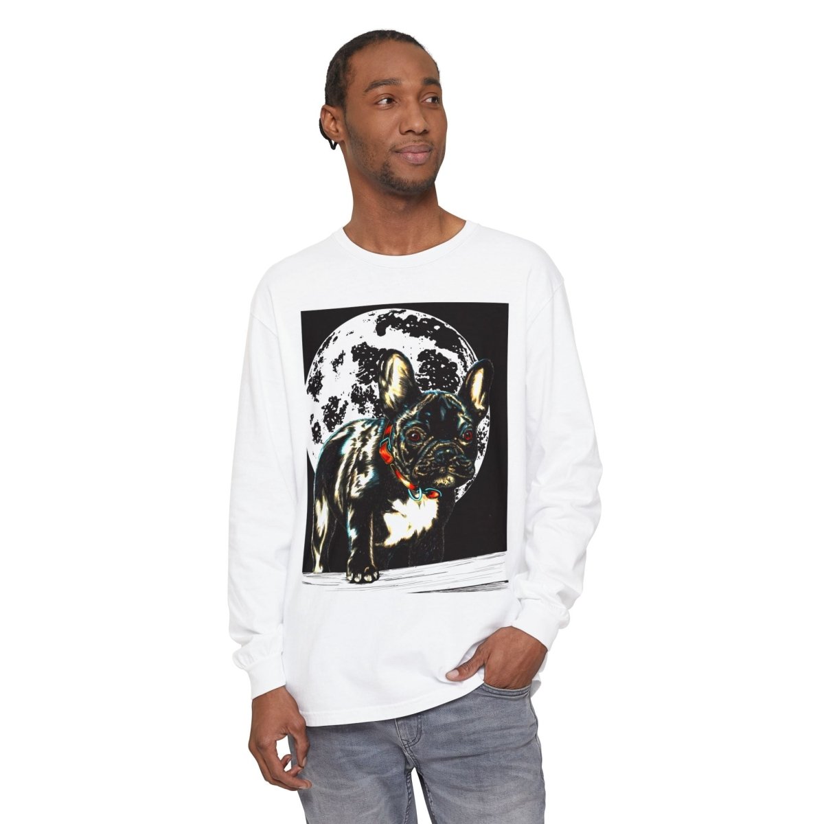 Moonlit French Bulldog Long Sleeve T-Shirt – Perfect for Dog Lovers - Curran Artworks