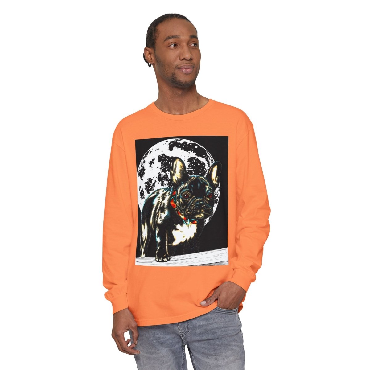 Moonlit French Bulldog Long Sleeve T-Shirt – Perfect for Dog Lovers - Curran Artworks