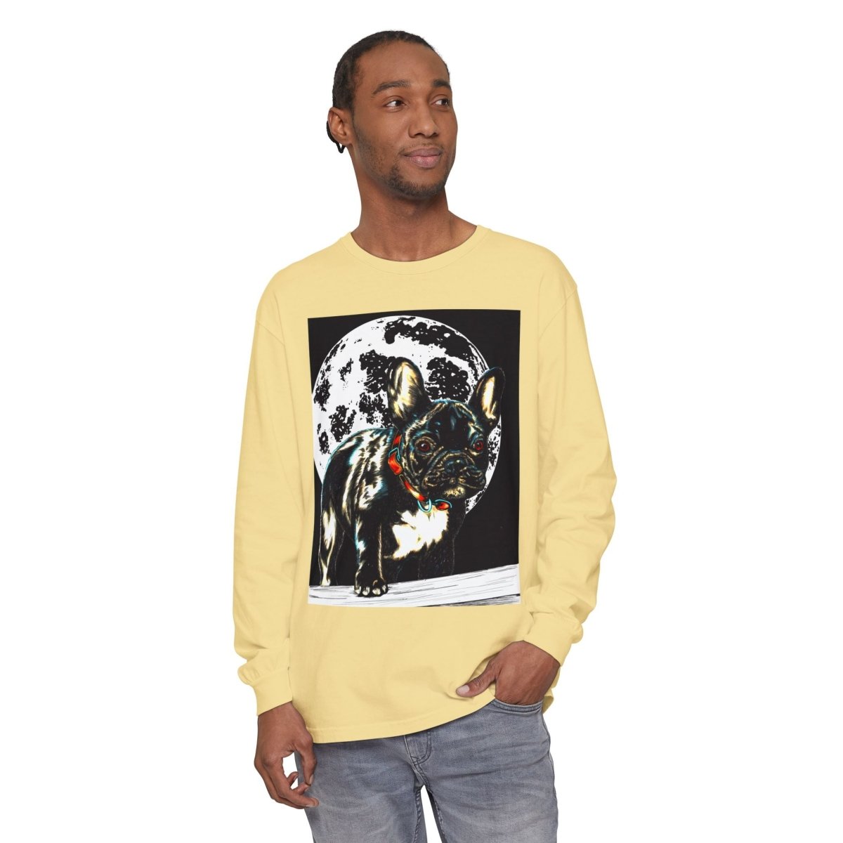 Moonlit French Bulldog Long Sleeve T-Shirt – Perfect for Dog Lovers - Curran Artworks