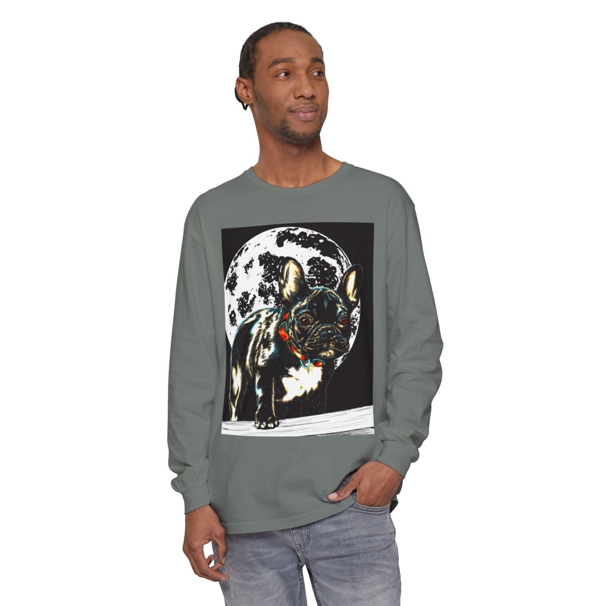 Moonlit French Bulldog Long Sleeve T-Shirt – Perfect for Dog Lovers - Curran Artworks