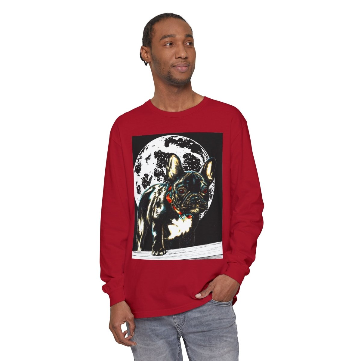 Moonlit French Bulldog Long Sleeve T-Shirt – Perfect for Dog Lovers - Curran Artworks