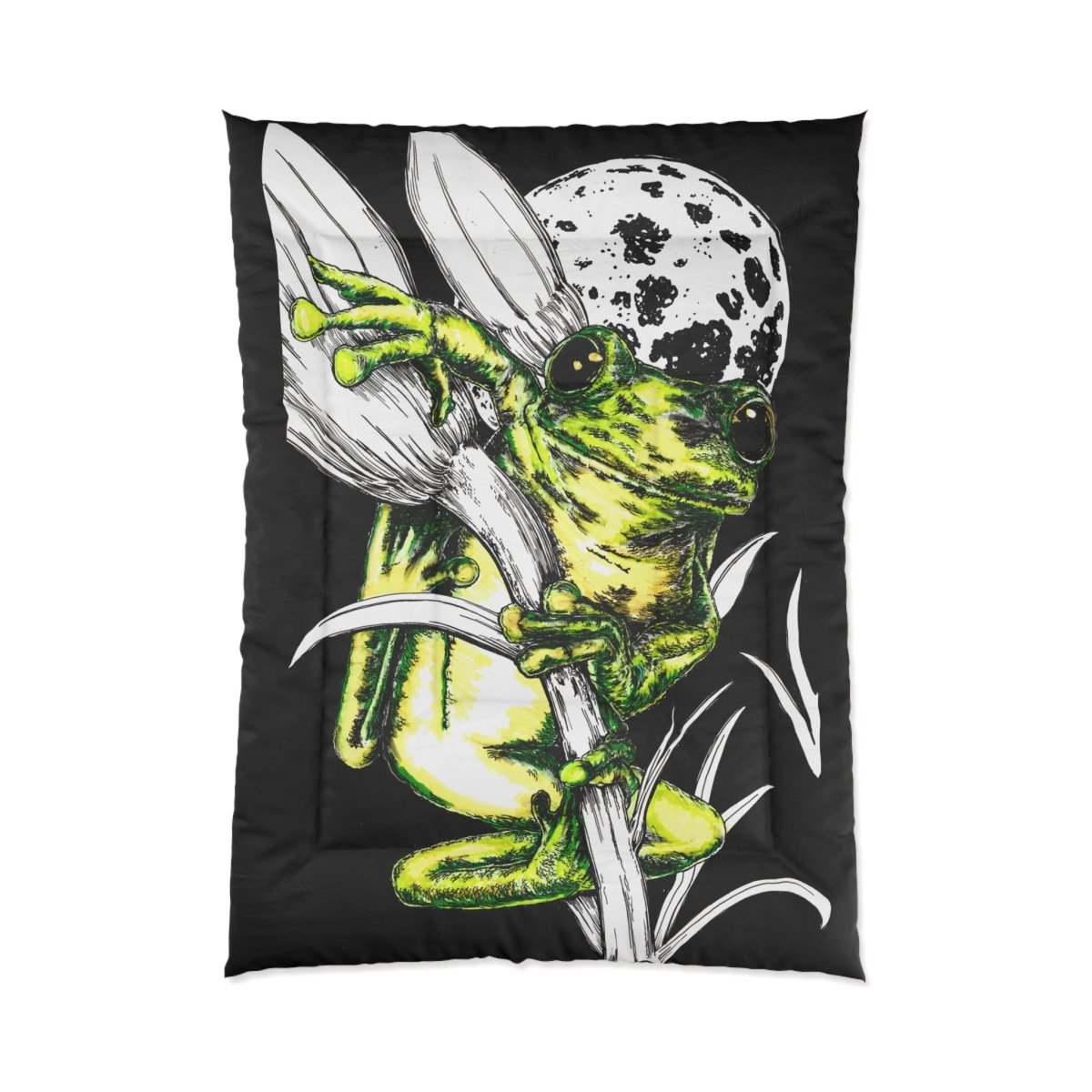 Moonlit Frog Comforter - Vibrant, Nature - Inspired Bedding for Animal Lovers - Curran Artworks
