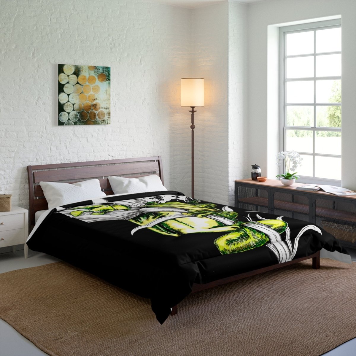 Moonlit Frog Comforter - Vibrant, Nature - Inspired Bedding for Animal Lovers - Curran Artworks