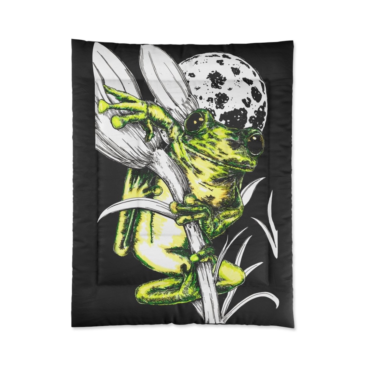 Moonlit Frog Comforter - Vibrant, Nature - Inspired Bedding for Animal Lovers - Curran Artworks