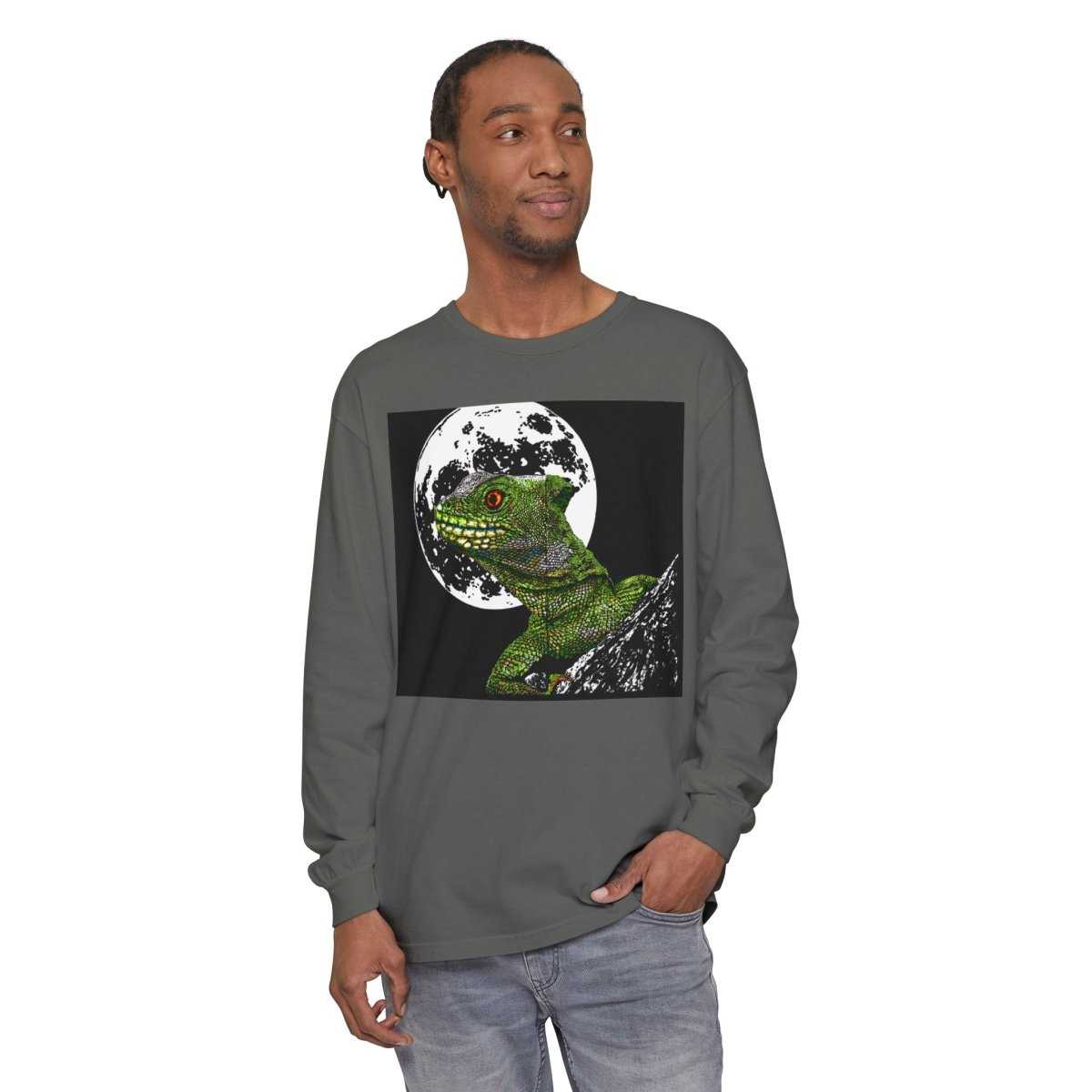 Moonlit Gecko Long Sleeve T-Shirt - Unisex Garment-Dyed