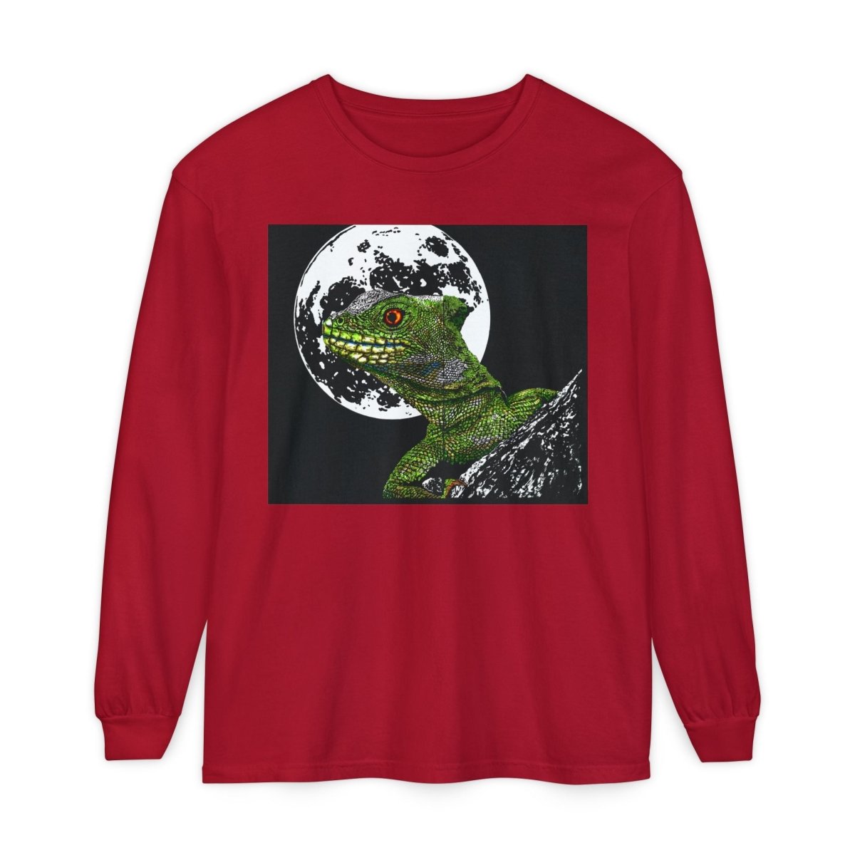 Moonlit Gecko Long Sleeve T-Shirt - Unisex Garment - Dyed - Curran Artworks