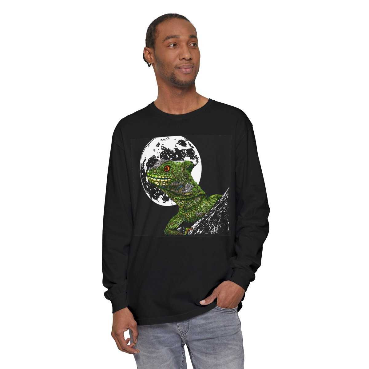 Moonlit Gecko Long Sleeve T-Shirt - Unisex Garment-Dyed
