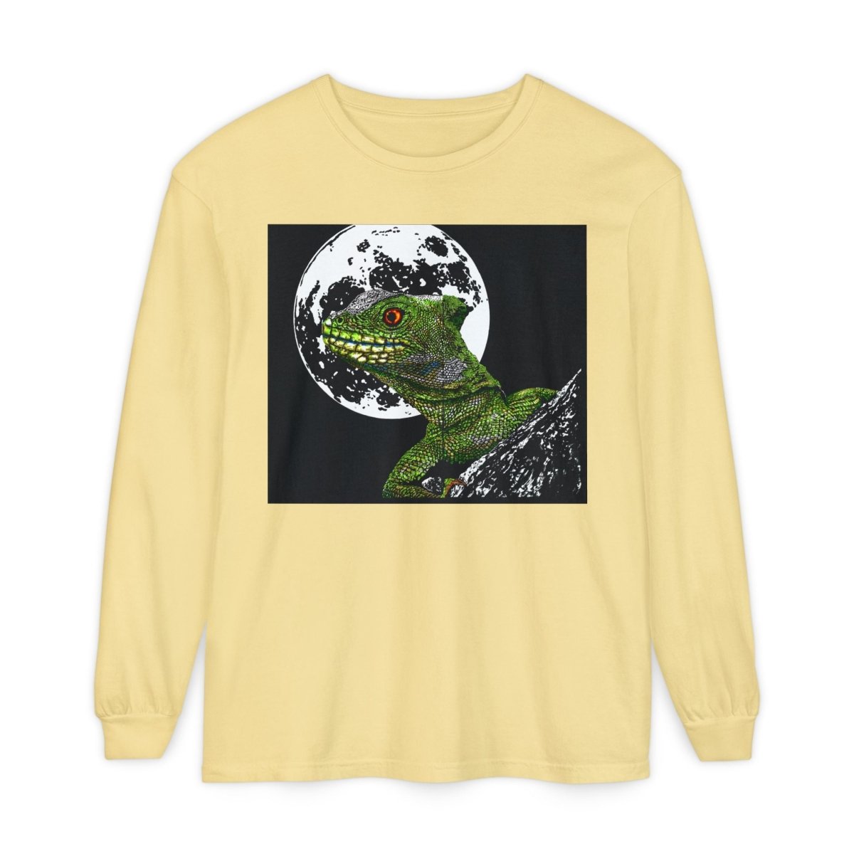 Moonlit Gecko Long Sleeve T-Shirt - Unisex Garment - Dyed - Curran Artworks
