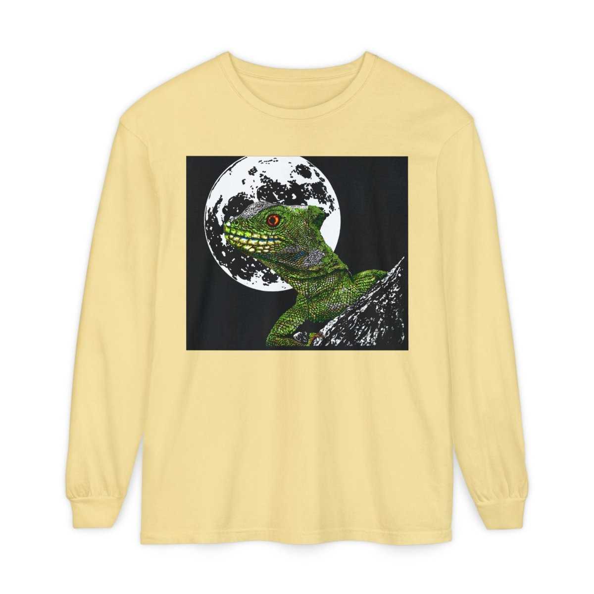 Moonlit Gecko Long Sleeve T-Shirt - Unisex Garment - Dyed - Curran Artworks