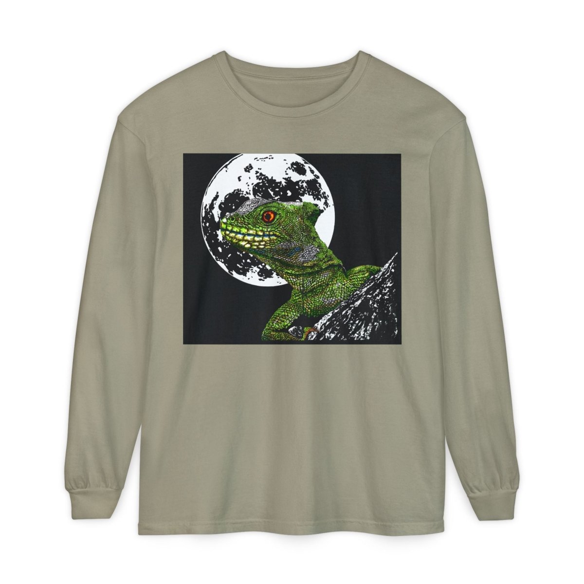Moonlit Gecko Long Sleeve T-Shirt - Unisex Garment - Dyed - Curran Artworks
