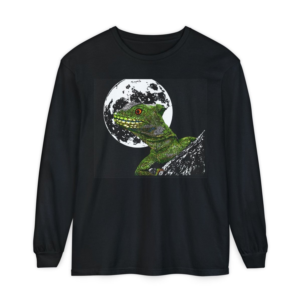 Moonlit Gecko Long Sleeve T-Shirt - Unisex Garment - Dyed - Curran Artworks