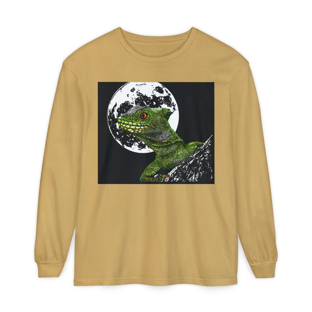 Moonlit Gecko Long Sleeve T-Shirt - Unisex Garment - Dyed - Curran Artworks