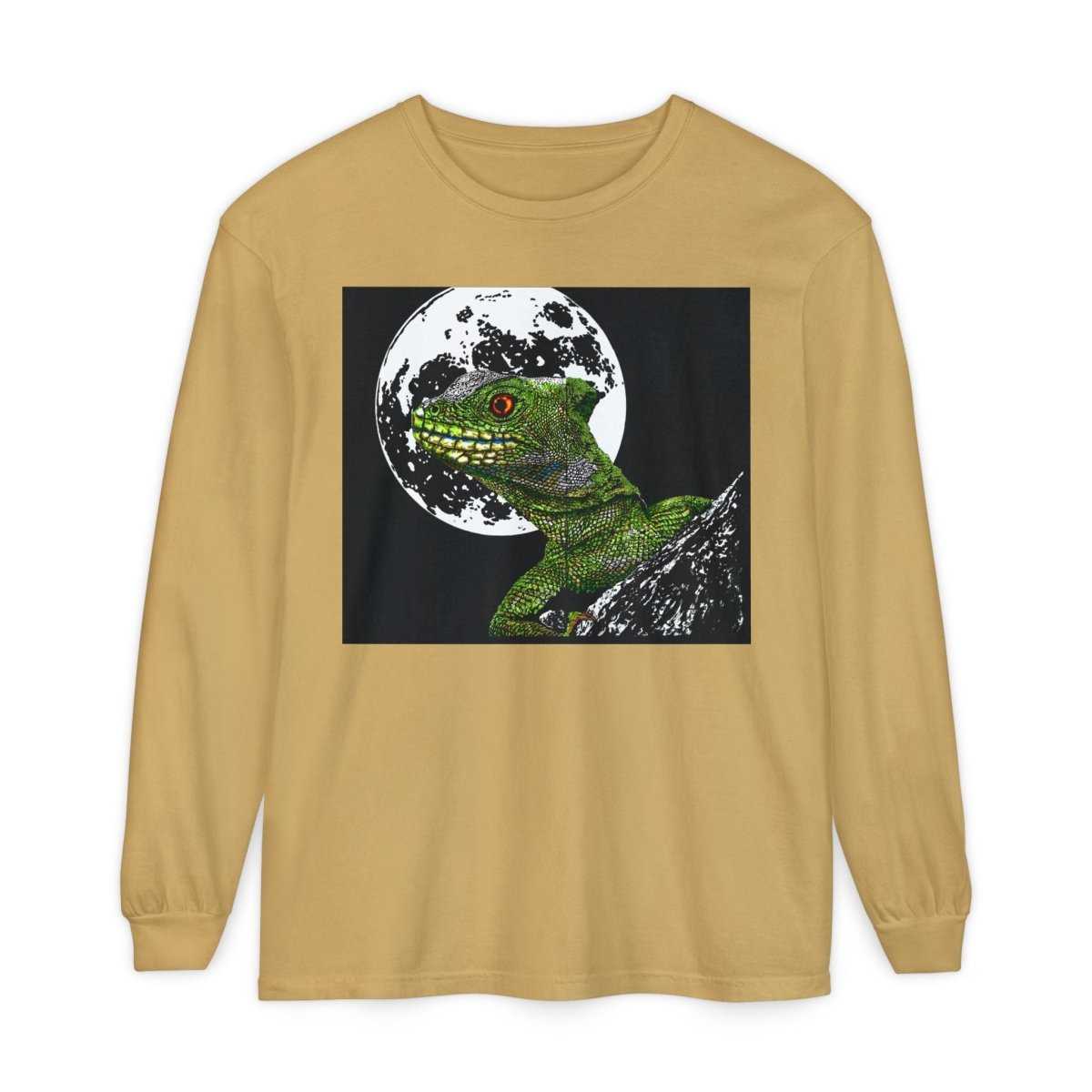 Moonlit Gecko Long Sleeve T-Shirt - Unisex Garment - Dyed - Curran Artworks
