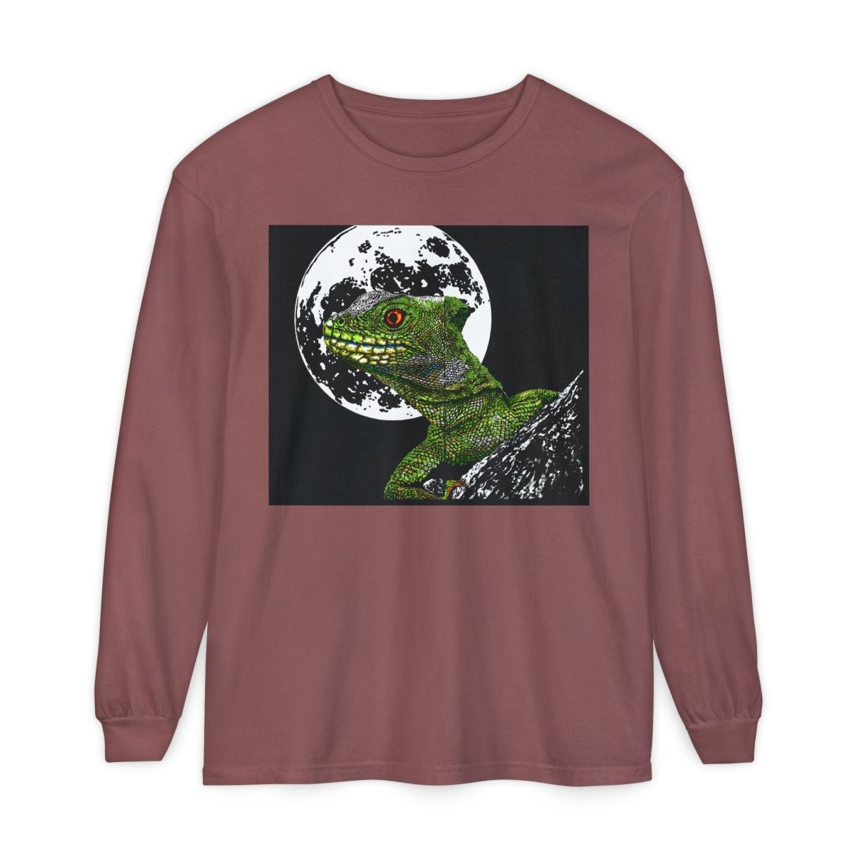 Moonlit Gecko Long Sleeve T-Shirt - Unisex Garment - Dyed - Curran Artworks