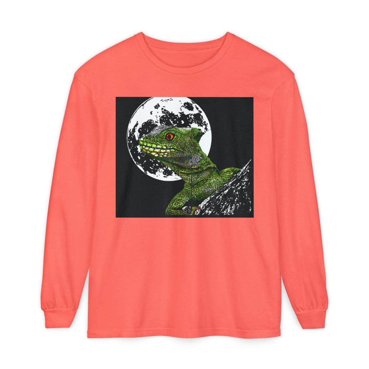 Moonlit Gecko Long Sleeve T-Shirt - Unisex Garment - Dyed - Curran Artworks
