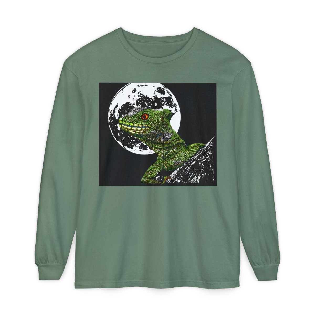 Moonlit Gecko Long Sleeve T-Shirt - Unisex Garment - Dyed - Curran Artworks