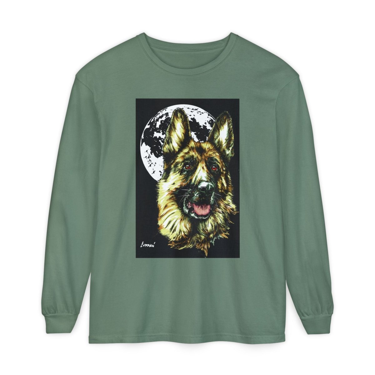 Moonlit German Shepherd Long Sleeve T-Shirt | Unisex Dog Lover Apparel - Curran Artworks