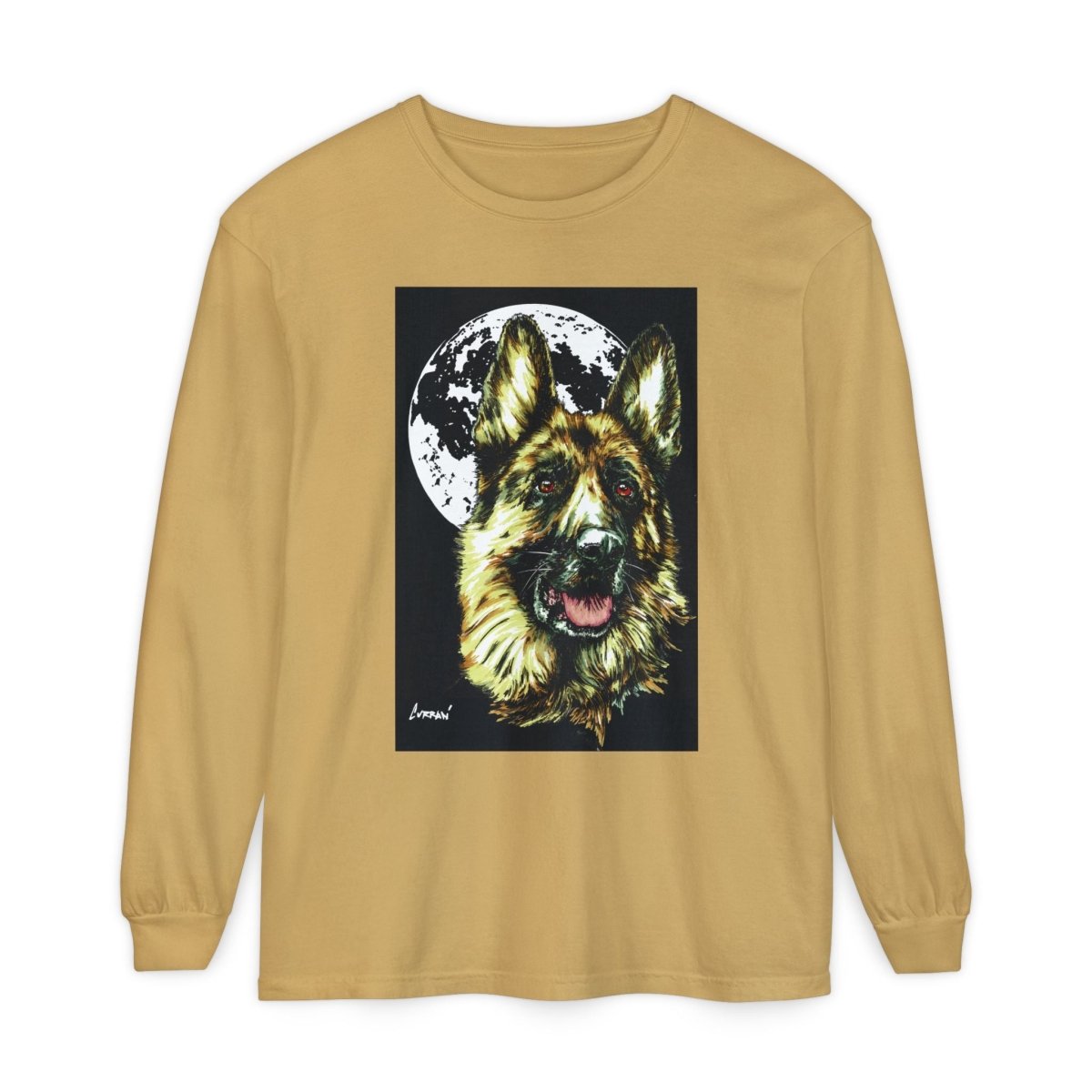 Moonlit German Shepherd Long Sleeve T-Shirt | Unisex Dog Lover Apparel - Curran Artworks