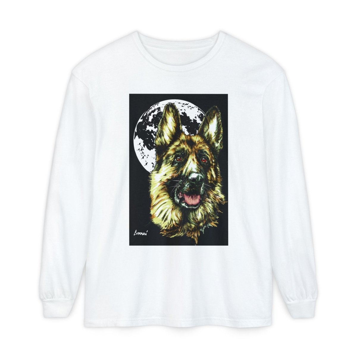 Moonlit German Shepherd Long Sleeve T-Shirt | Unisex Dog Lover Apparel - Curran Artworks