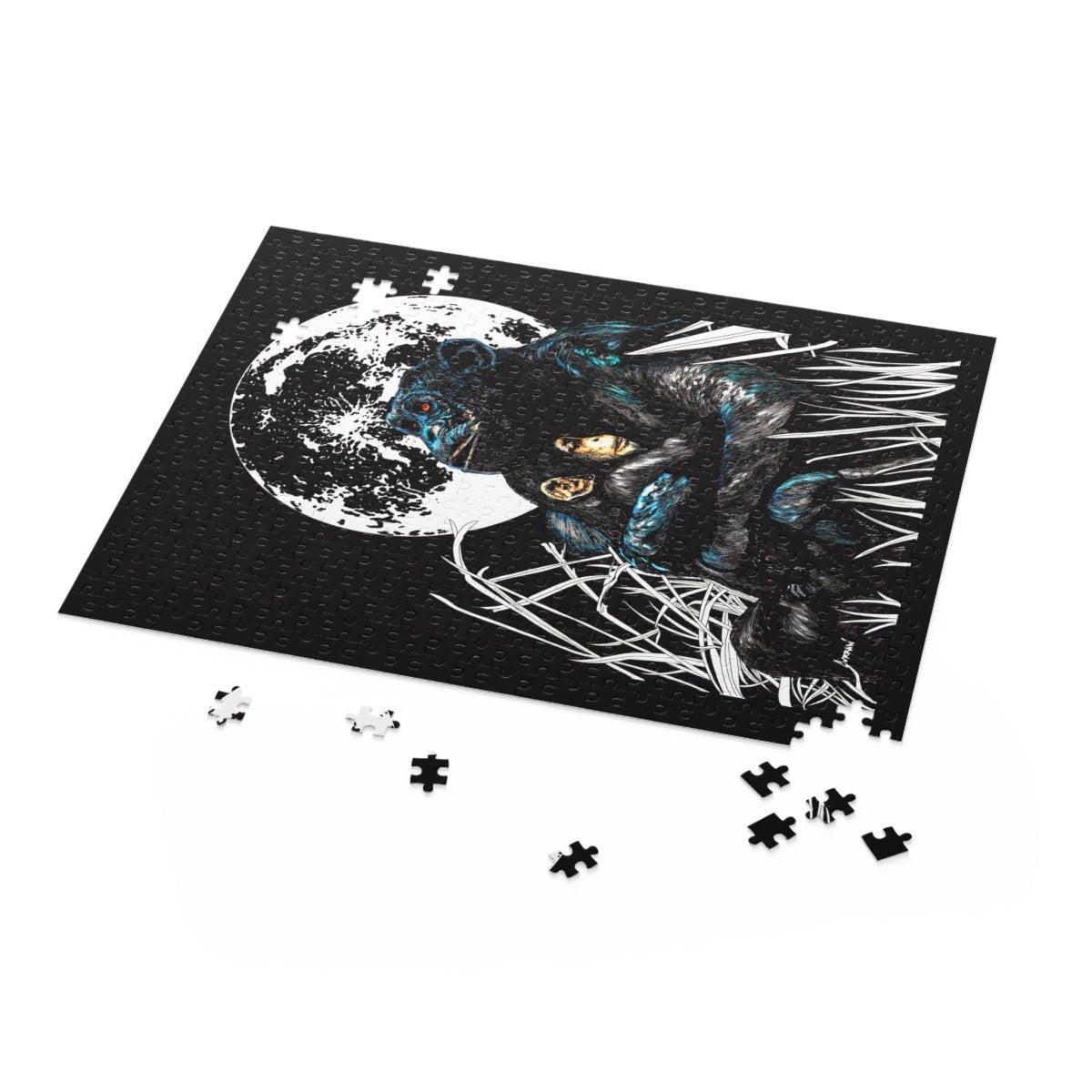 Moonlit Gorilla and Child Puzzle - 120, 252, 500 - Piece Jigsaw for Animal Lovers - Curran Artworks
