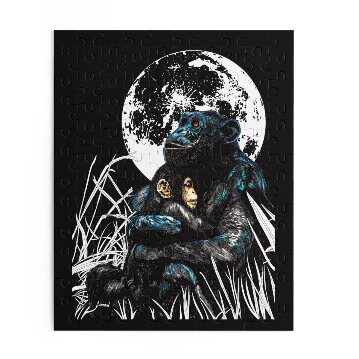 Moonlit Gorilla and Child Puzzle - 120, 252, 500 - Piece Jigsaw for Animal Lovers - Curran Artworks