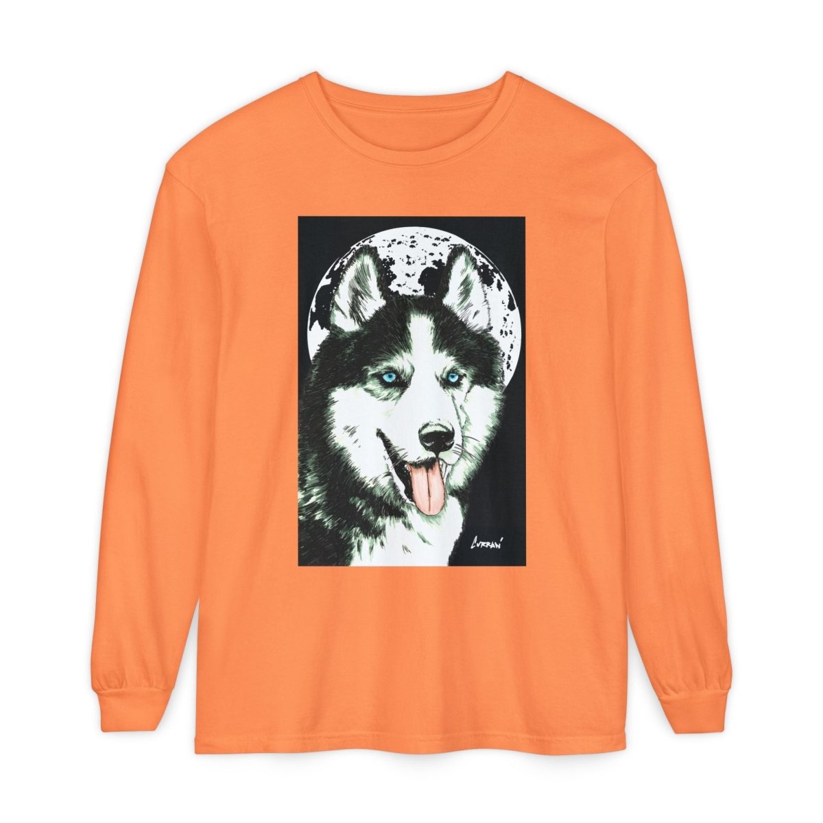 Moonlit Husky Long Sleeve T-Shirt | Cozy Unisex Graphic Tee for Dog Lovers - Curran Artworks