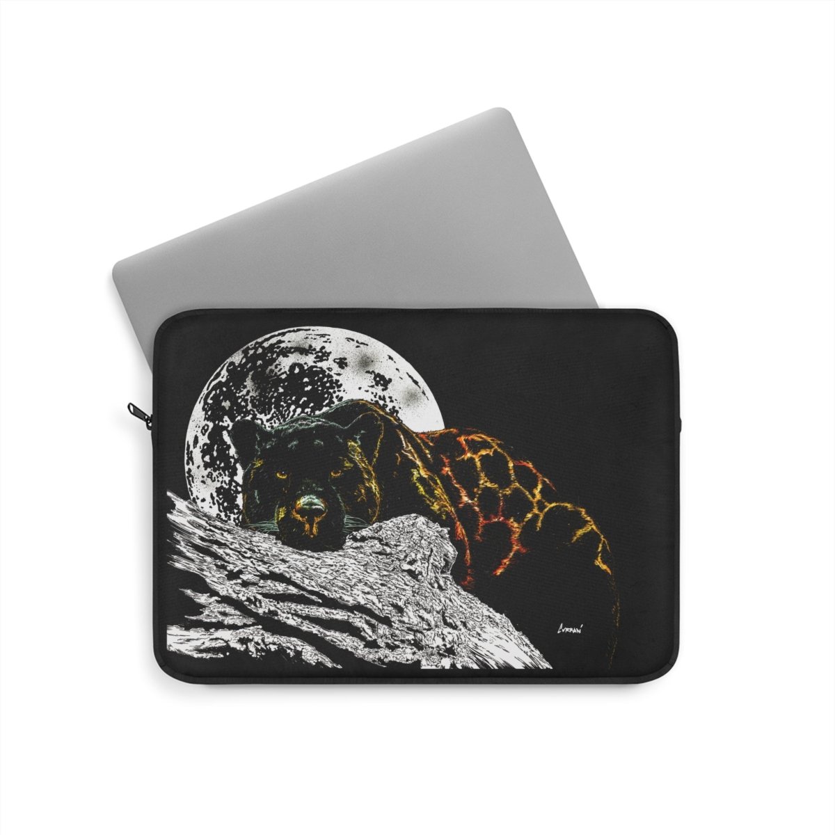 Moonlit Panther Laptop Sleeve - Ideal for Nature Lovers and Adventurers - Curran Artworks